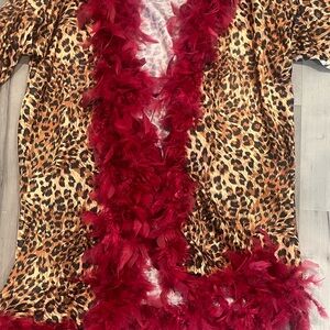 Lil Kim 90s Hardcore Feather and Cheetah Robe Halloween